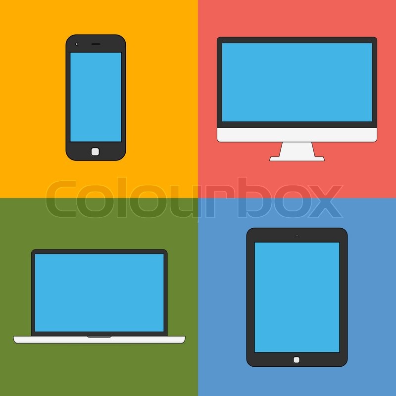 laptop tablet computer monitor and smartphone flat design template