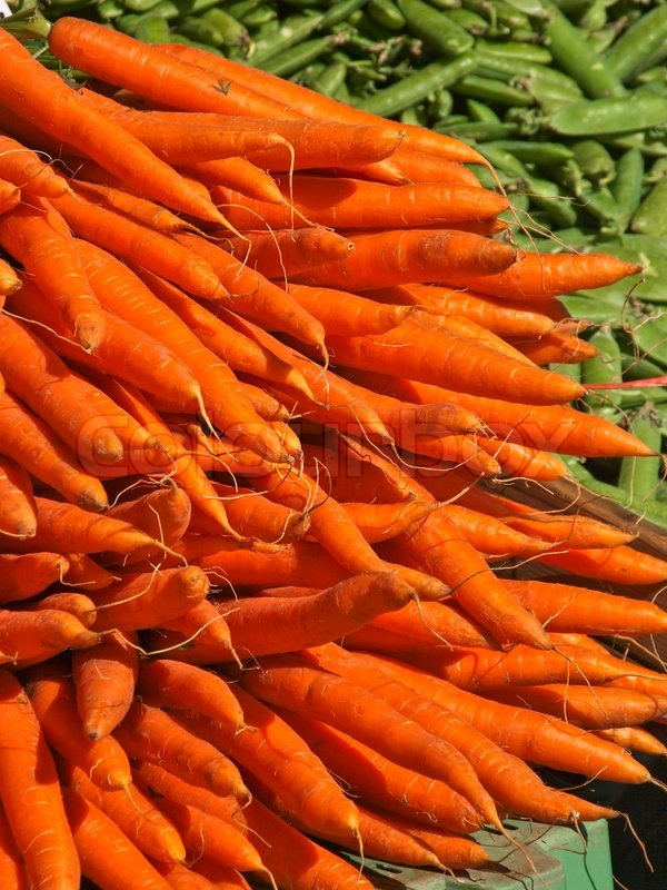 Fresh carrots on a market Stock image Colourbox