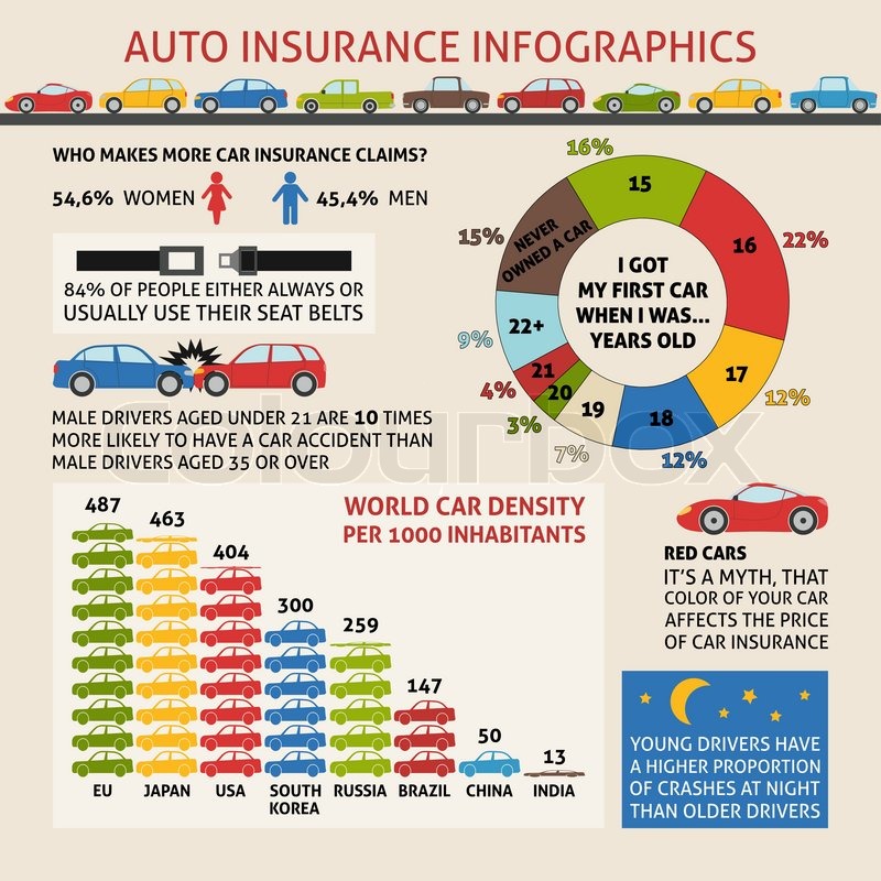 Car insurance infographics with sample   Stock Vector 