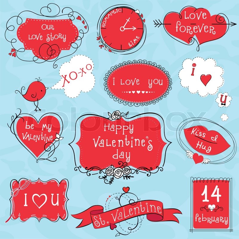 Set of cute doodle frames and slogans ... | Stock Vector ...