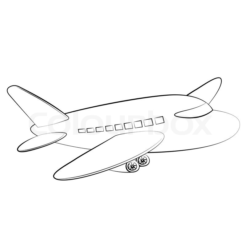 Black outline vector airplane on white | Stock vector | Colourbox