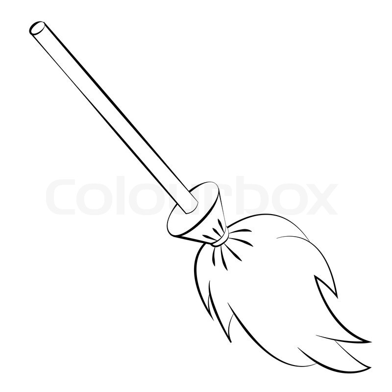 Black outline vector broom on white Stock vector