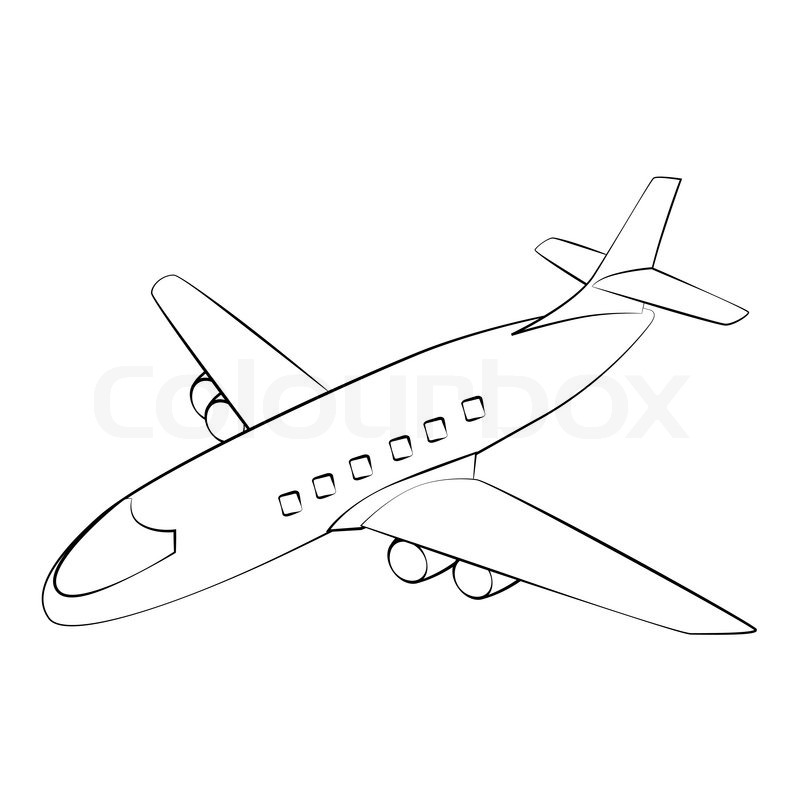 Black outline vector airplane on white | Stock vector | Colourbox