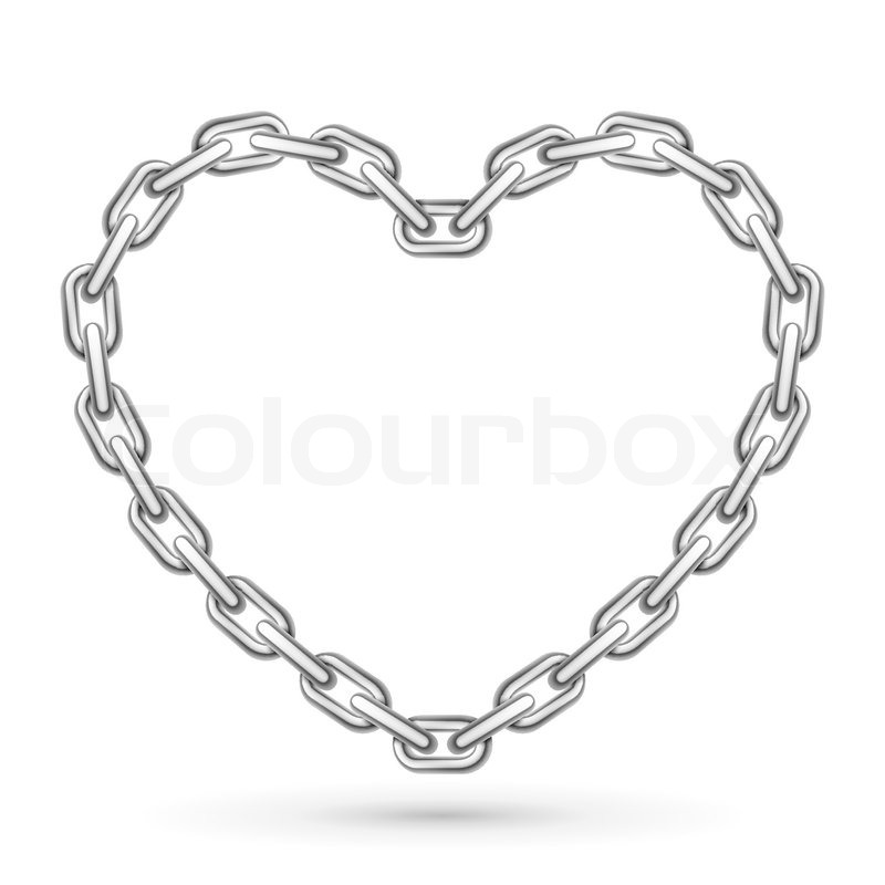 Metal heart shaped chain on white Stock vector Colourbox