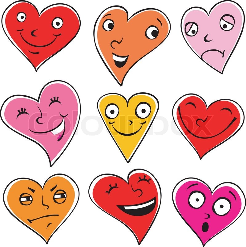 Emotional cartoon hearts illustration ... | Stock vector | Colourbox
