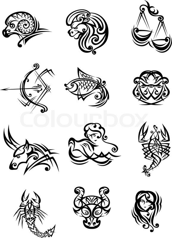 Tierkreis, umriss, gemini | Vektorgrafik | Colourbox