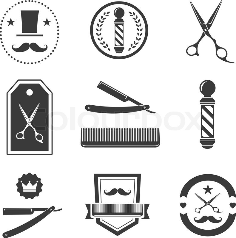 Barber Shop Logo Labels Badges Stock Vector Colourbox