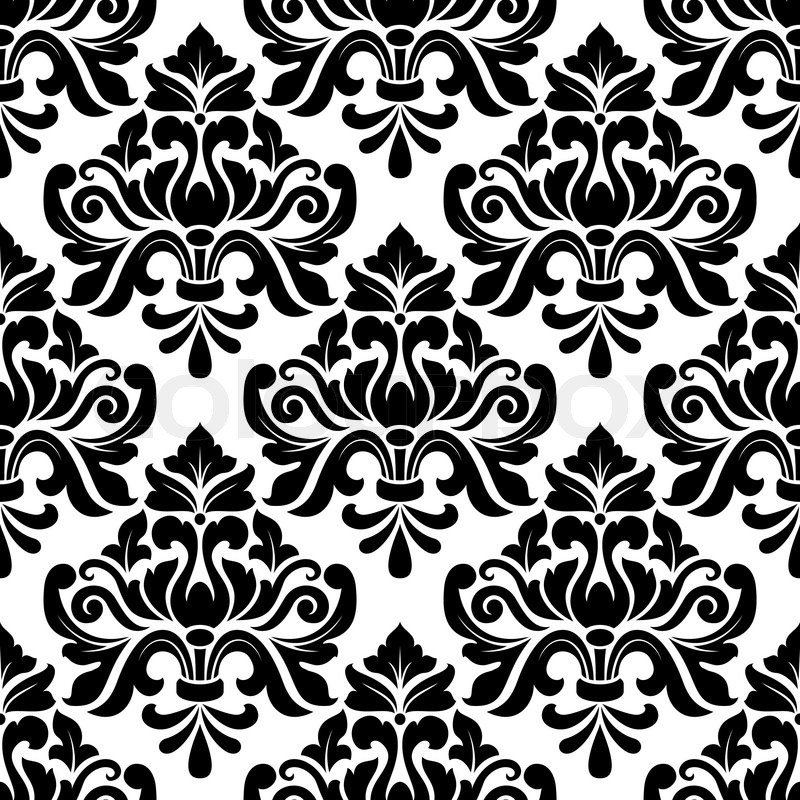 Black and white damask seamless Stock vector Colourbox
