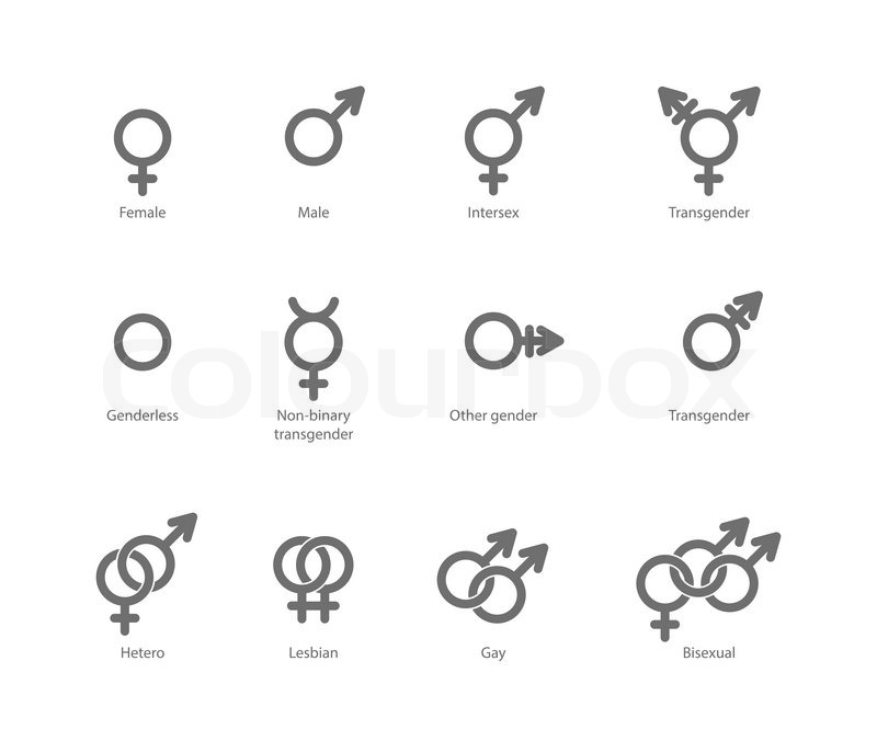 sexuality symbol of female transgender Stock and  Male,  . Vector  Colourbox  symbols. female