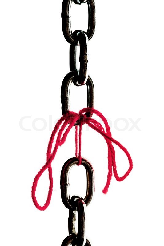 Defective steel chain is held together Stock image Colourbox