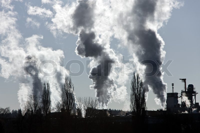 Smoking chimney of an industrial Stock image Colourbox
