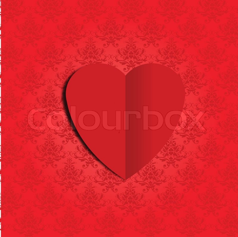 Heart on damask Stock vector Colourbox