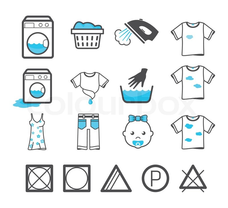 Laundry icons set. Clothing care and Stock vector Colourbox