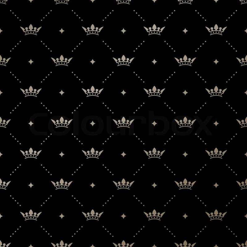 King Pattern Vector | seamless vector gold pattern with king crowns on a black King Pattern Vector | seamless vector gold pattern with king crowns on a black