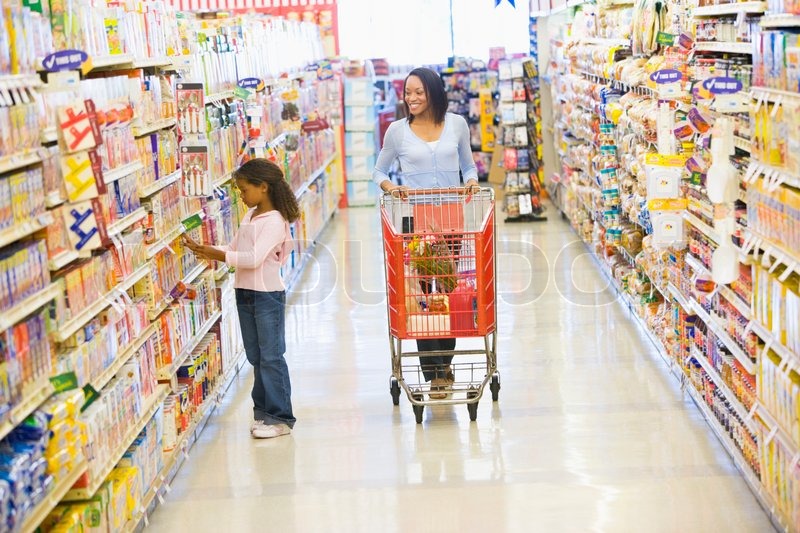 Mother and daughter shopping for Stock image Colourbox
