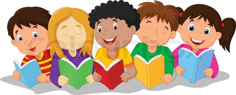 kids reading books cartoon