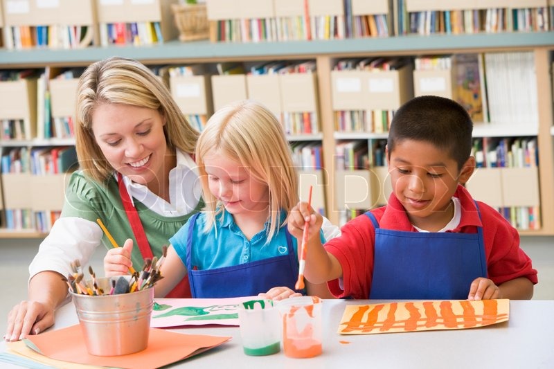 Kindergarten, erwachsen, alter Stockfoto Colourbox