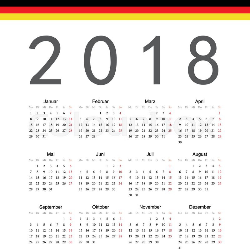 2018 calendar by week