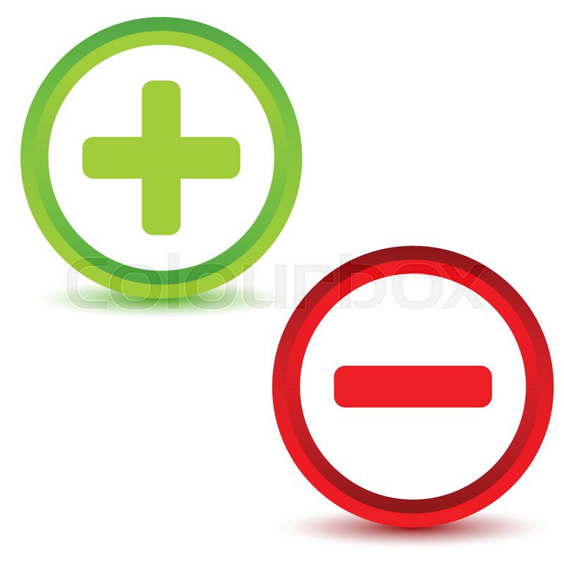 Plus and minus icons set on a white Stock vector Colourbox