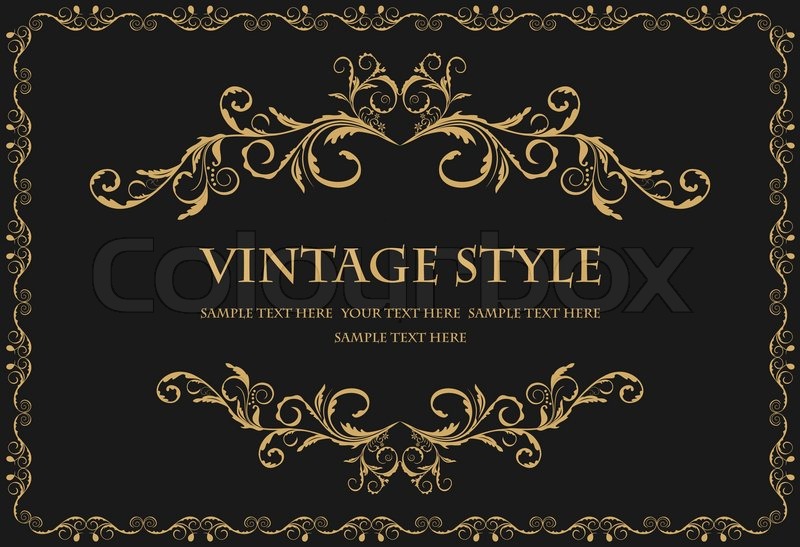 Illustration the luxury gold pattern ornament borders of black background -  vector | Stock vector | Colourbox