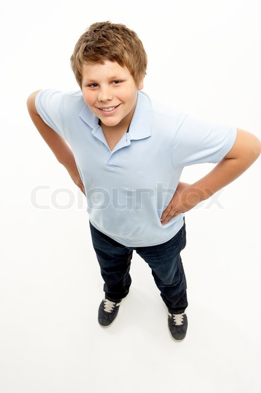 Boy, white background, 11 year old Stock Photo Colourbox