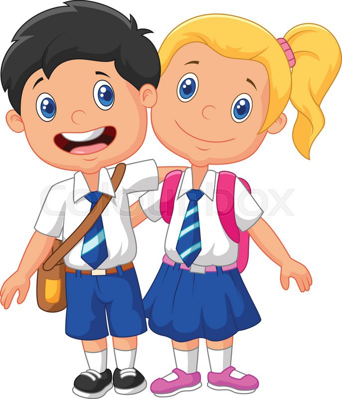 children working at school cartoon