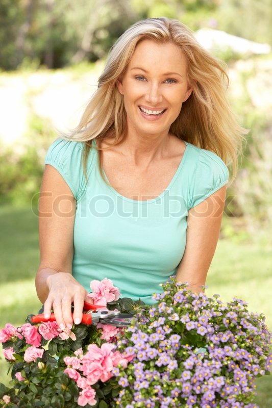Junge Frau Garten Stock Bild Colourbox
