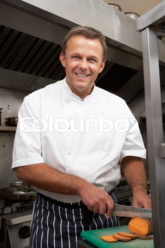 is kitchen model cloud what In Restaurant Preparing Chef Kitchen Male Vegetables