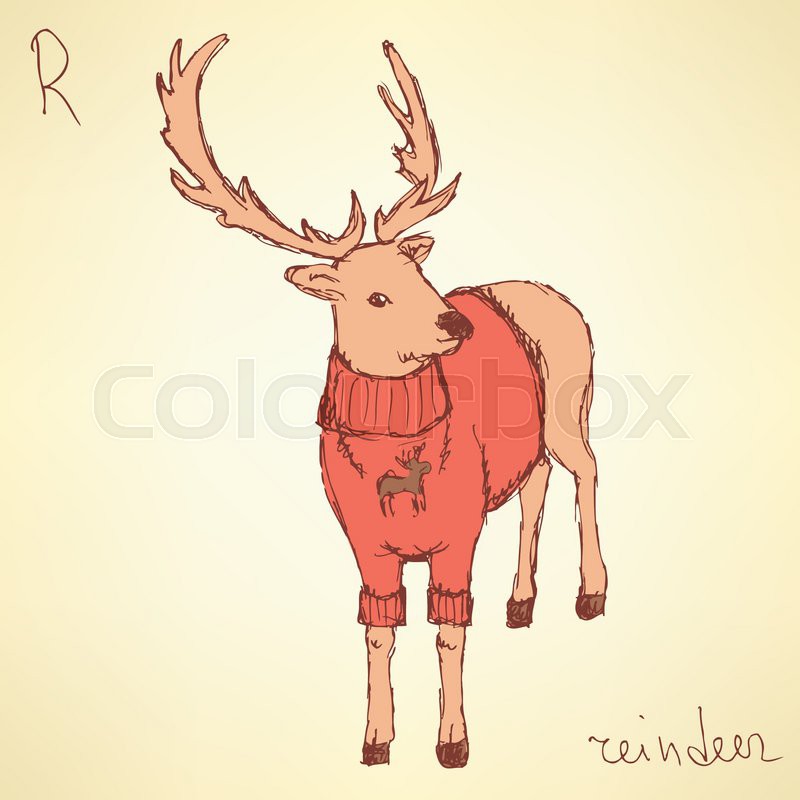 Sketch fancy reindeer in vintage ... | Stock vector | Colourbox