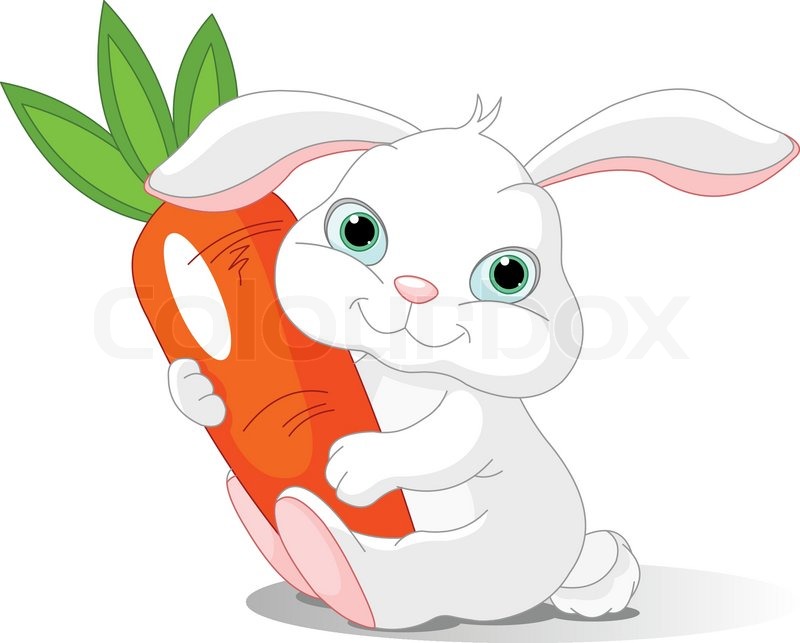 Illustration of pretty bunny holds a Stock Vector 