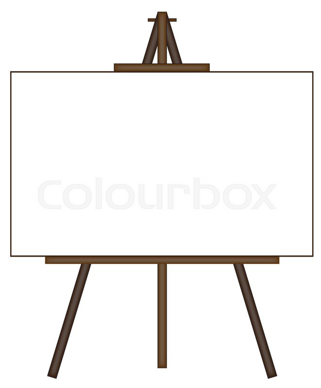 a blank canvas on an easel isolated on a white background stock