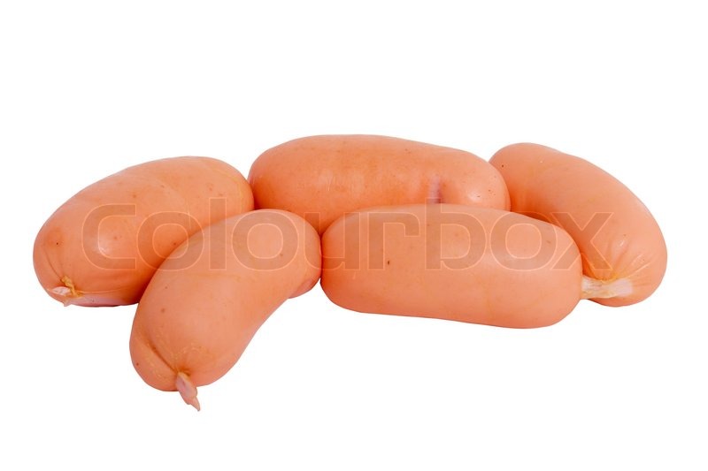 Small sausage isolated on white Stock image Colourbox
