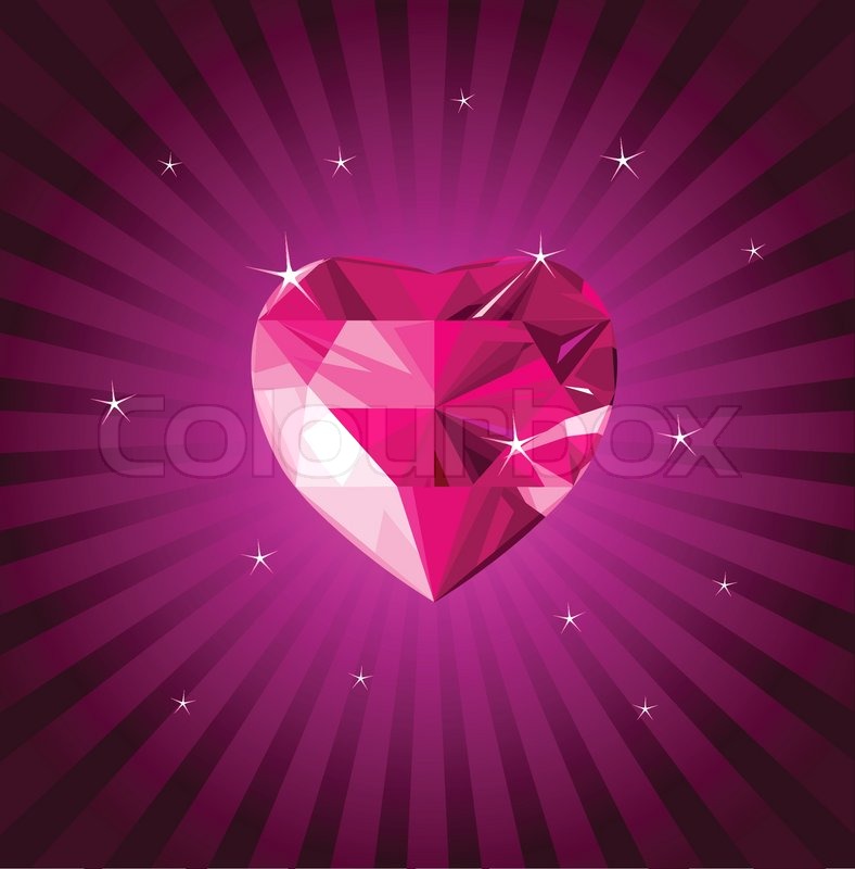 Valentine crystal love heart on radial ... | Stock vector | Colourbox
