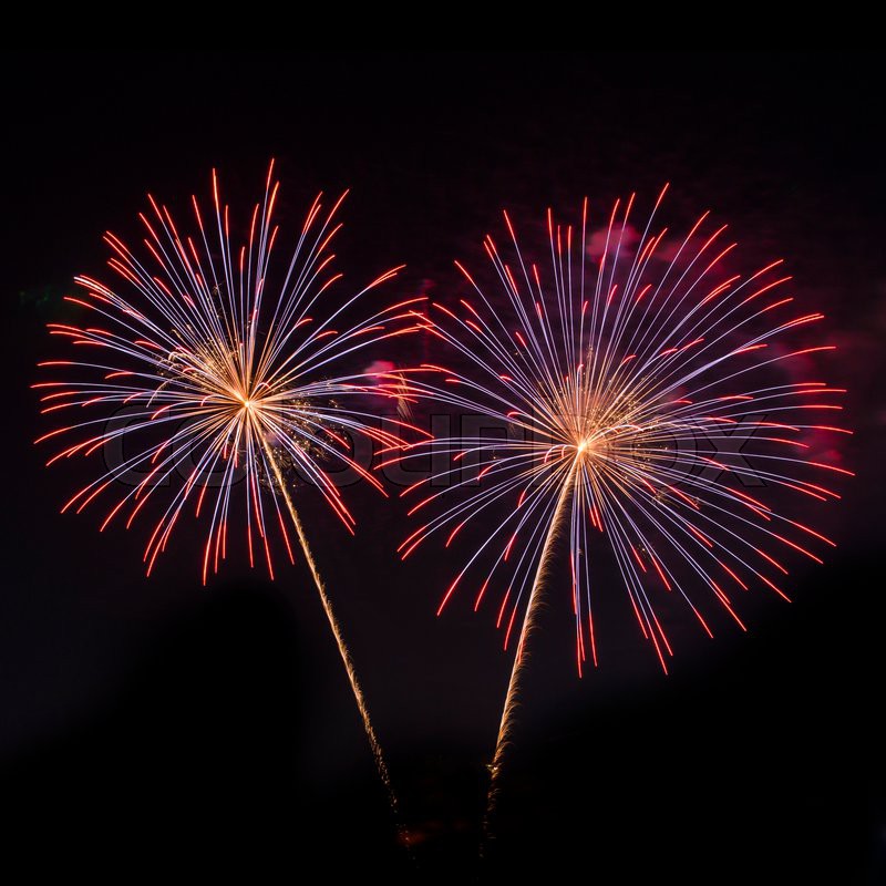 Fireworks isolated on black background | Stock image | Colourbox