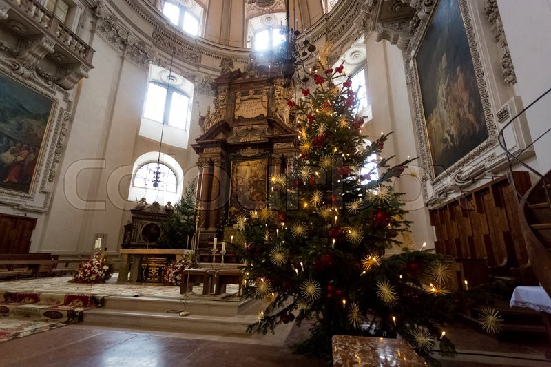 indoor shot of decorated christmas tree at big catholic cathedral at salzburg austria stock photo colourbox - Big Indoor Christmas Decorations indoor shot of decorated christmas tree at big catholic cathedral at salzburg austria stock photo colourbox - Big Indoor Christmas Decorations