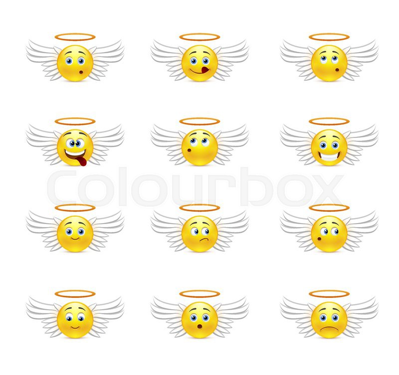 Smiley Pack angels with wings and a Stock vector Colourbox