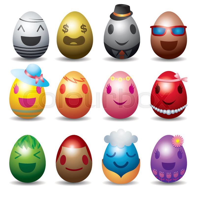 Easter Eggs with Smile Emotion Face ... | Stock vector | Colourbox