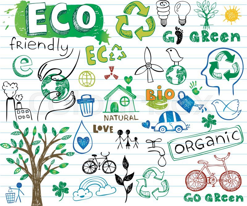 ECO vector set - doodles and ... | Stock vector | Colourbox