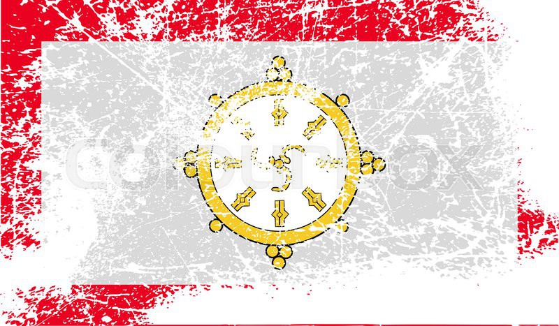 Flag of Sikkim with old texture. Stock Photo Colourbox