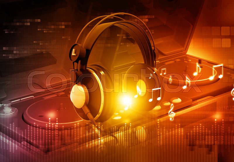 Dj mixer with headphones, Dj party | Stock Photo | Colourbox