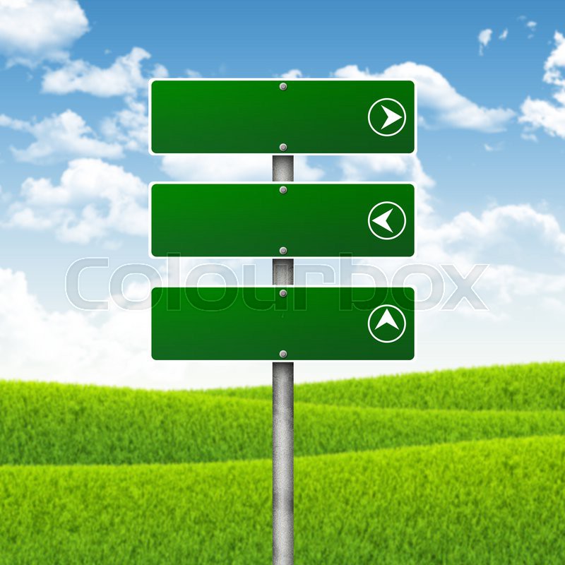 Blank Green Road Signs Green Hills Stock Image Colourbox