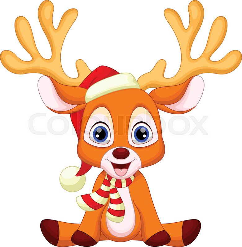 Cute baby deer sitting with christmas Stock vector Colourbox