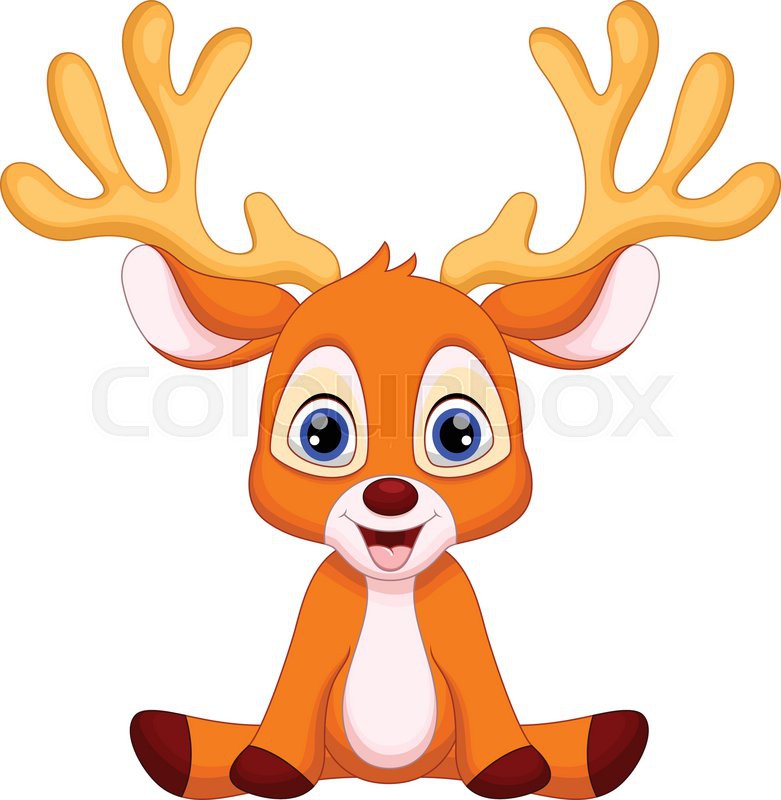 Cute baby deer cartoon sitting | Stock Vector | Colourbox