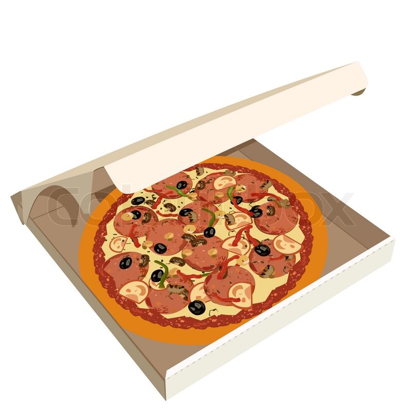 Realistic illustration pizza in box Stock vector Colourbox