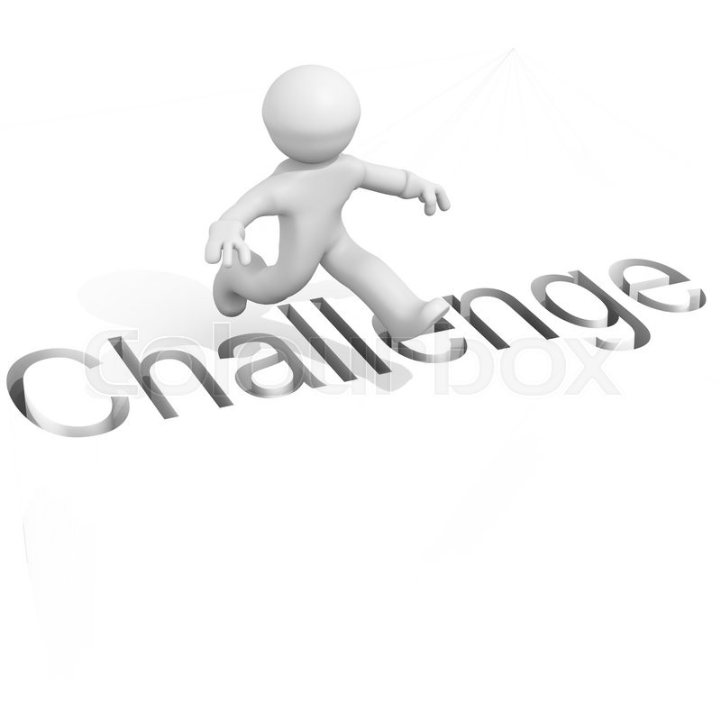 3d man jumping to the next challenge Stock Photo Colourbox