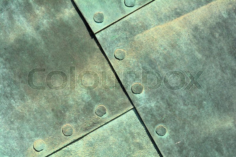 Nahaufnahme vom verwitterten Kupferblech | Stock Bild | Colourbox