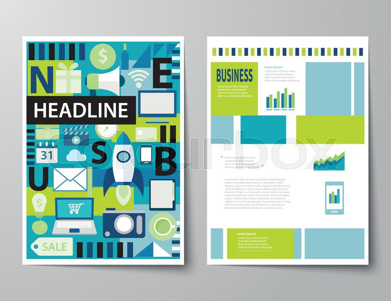 headline startup set of magazine cover stock vector flat brochure design