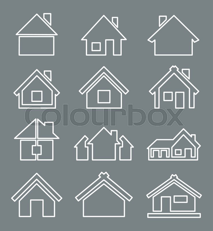 Outline a set of icons of houses. A | Stock vector | Colourbox