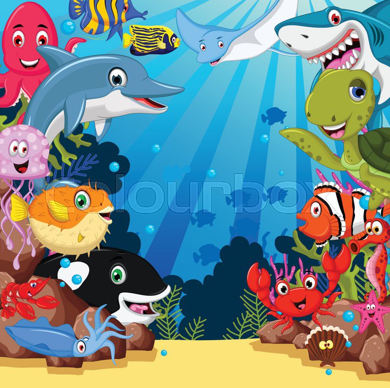 Vector Illustration Of Funny Sea Stock Vector Colourbox