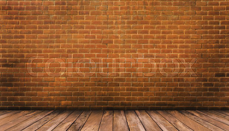 wood floor and red brick wall background stock photo colourbox